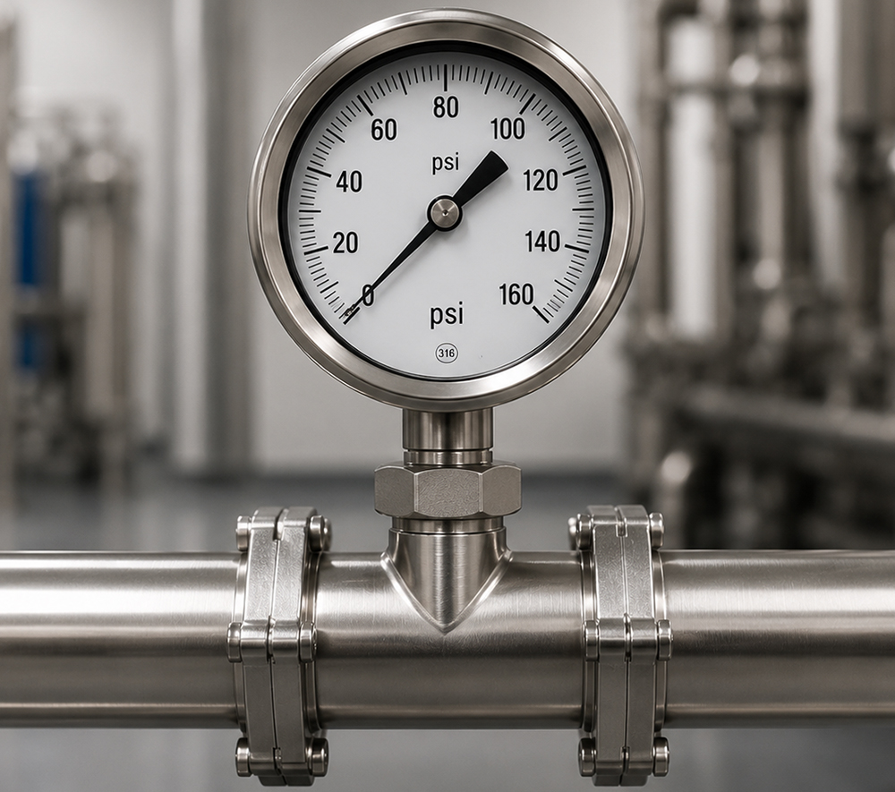 tmbiowater-w-104-pressure-guage pressure guage on pipe stack